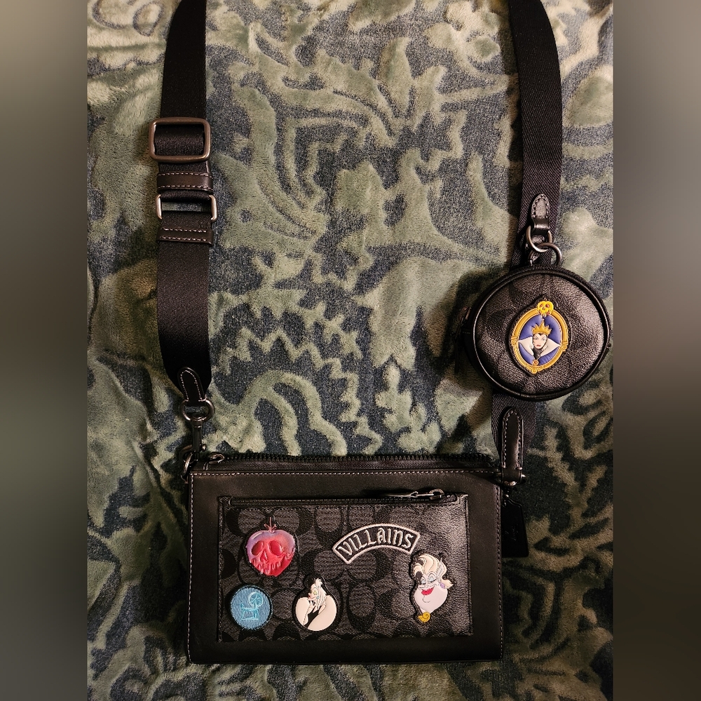 Coach X Disney Villains Leather Holden Crossbody w Patches LIMITED EDITION, NWOT